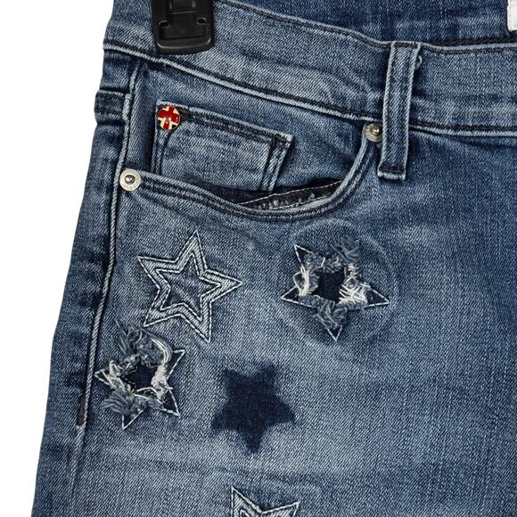 Hudson SZ 30 Nico Ankle Skinny Jeans Mid-Rise Stars Stretch Zip-Fly Pockets Blue - Picture 5 of 10